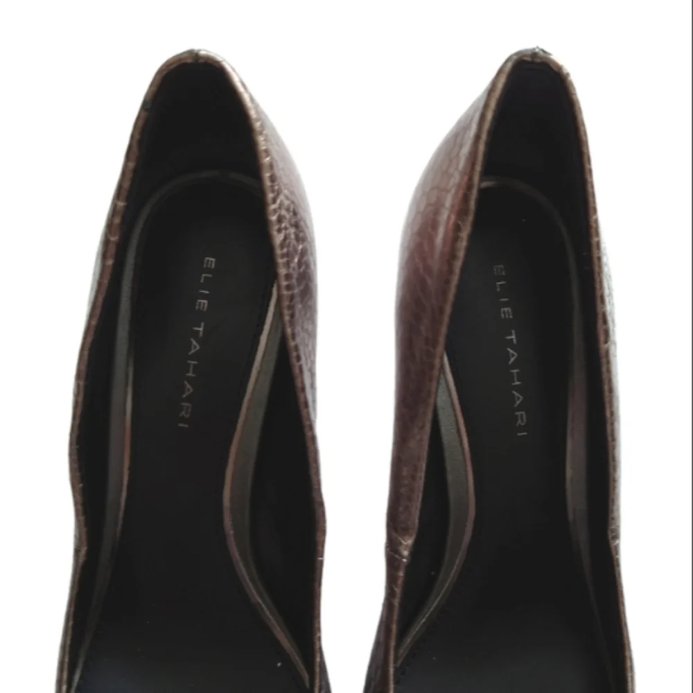 ELIE TAHARI Metallic Pumps Stilleto Heel Classic Snake Print size 37